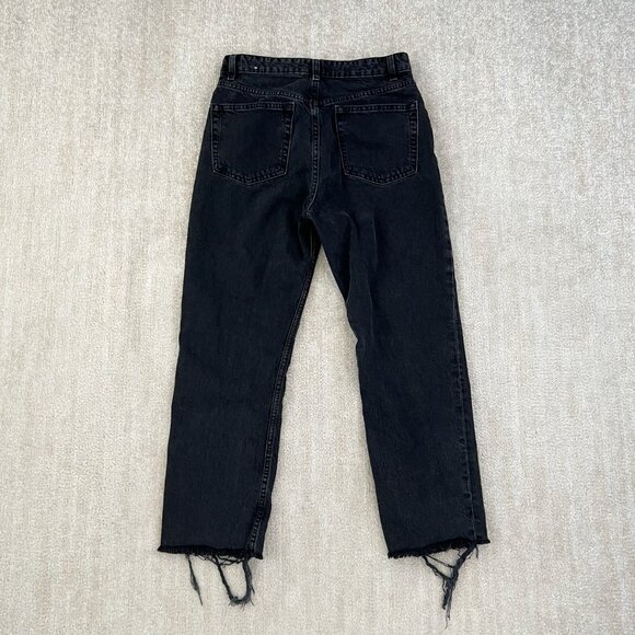 MNG Mango Havana Straight Leg High Rise Crop Distressed Jeans 4 - Picture 4 of 12